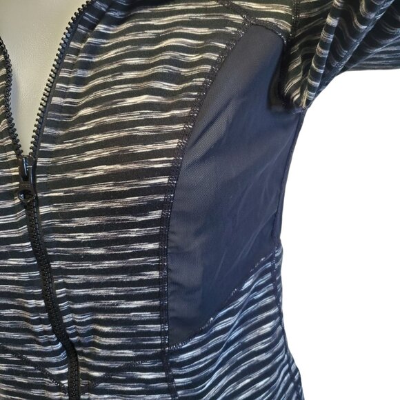 Zella Women Black White Striped Mesh Vented Breathable Athleisure ZipUp Jacket S - Picture 10 of 14